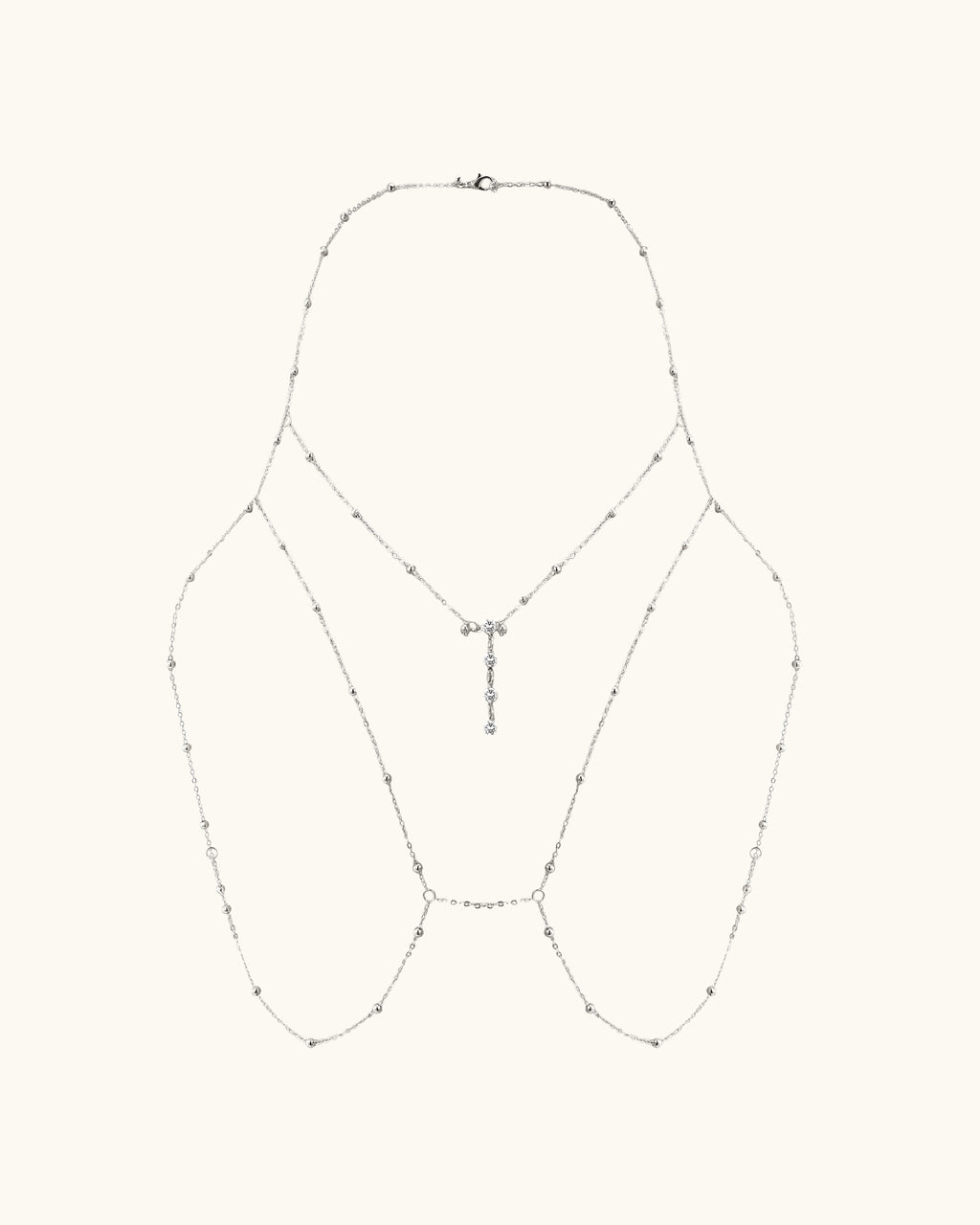 Beaded Body Chain In Silver