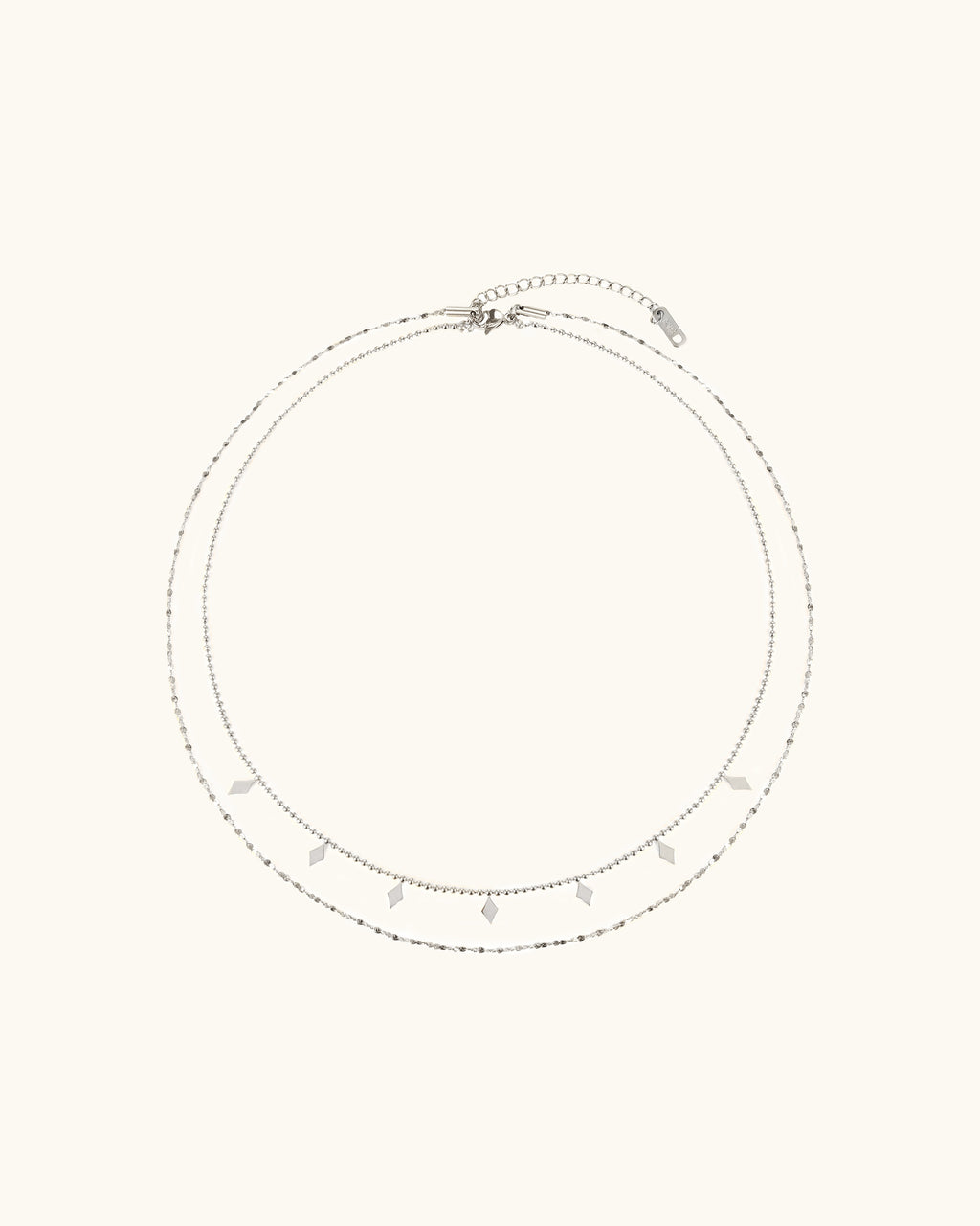 Layered Geometric Square Necklace In Silver