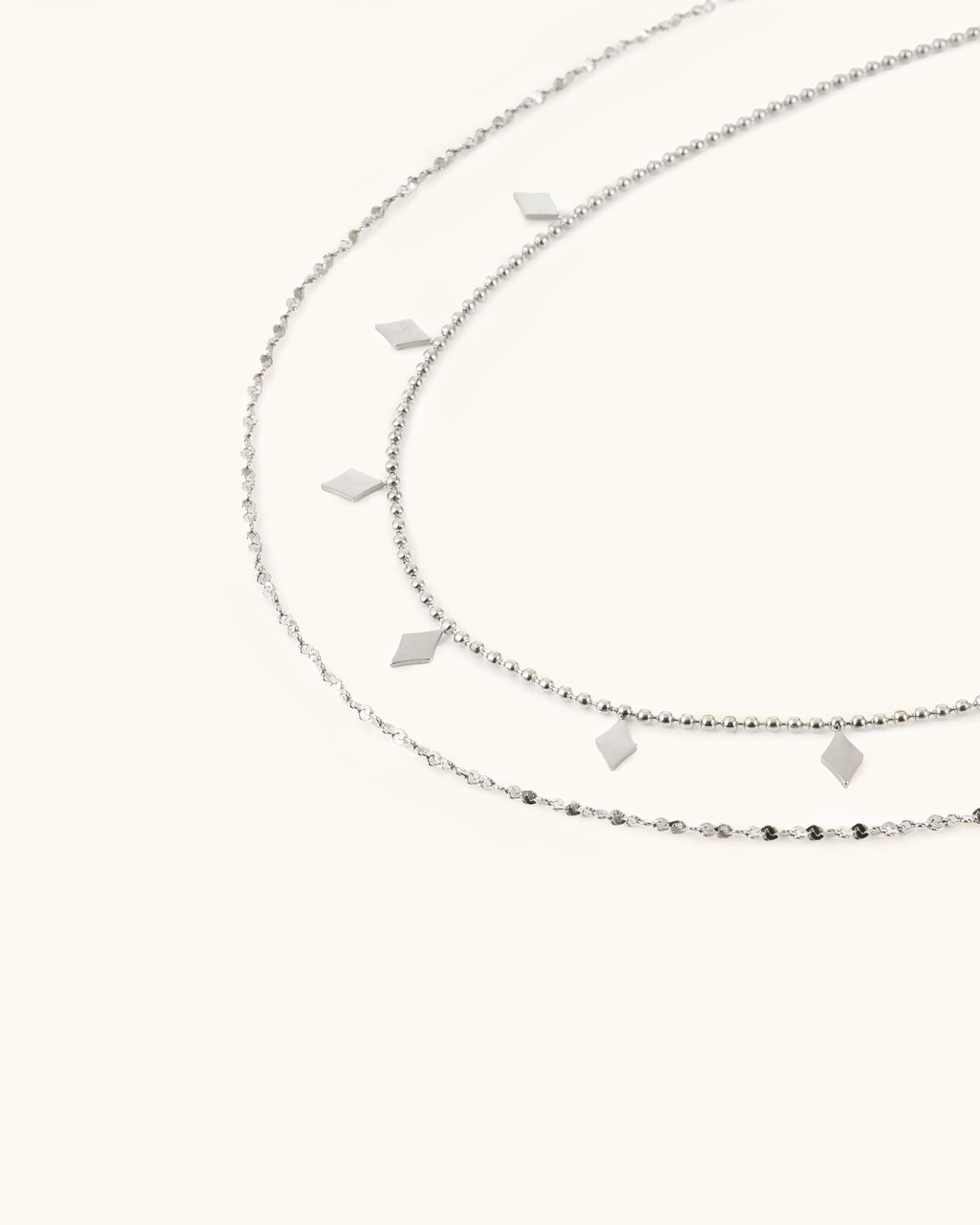 Layered Geometric Square Necklace In Silver