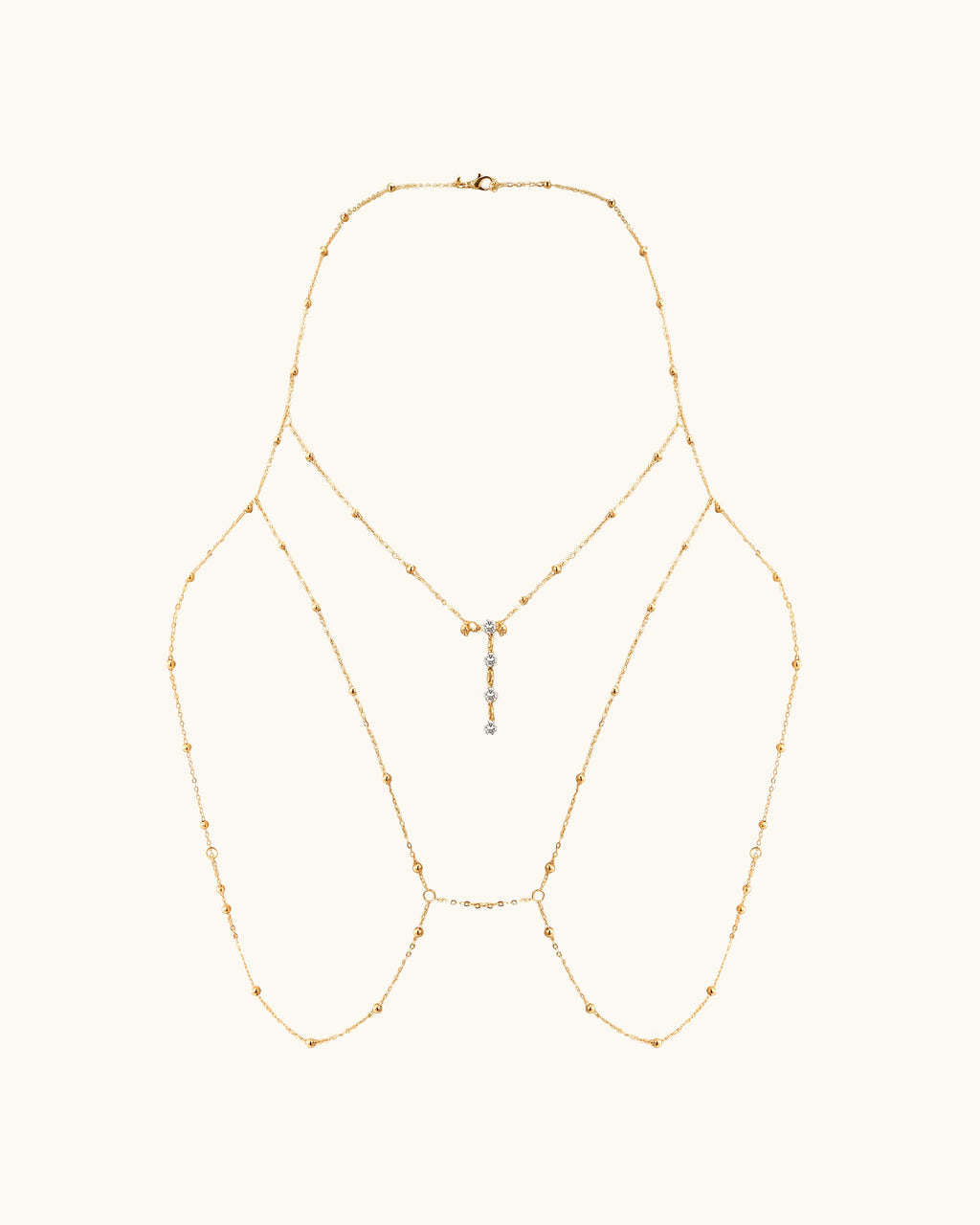 Beaded Body Chain In Silver