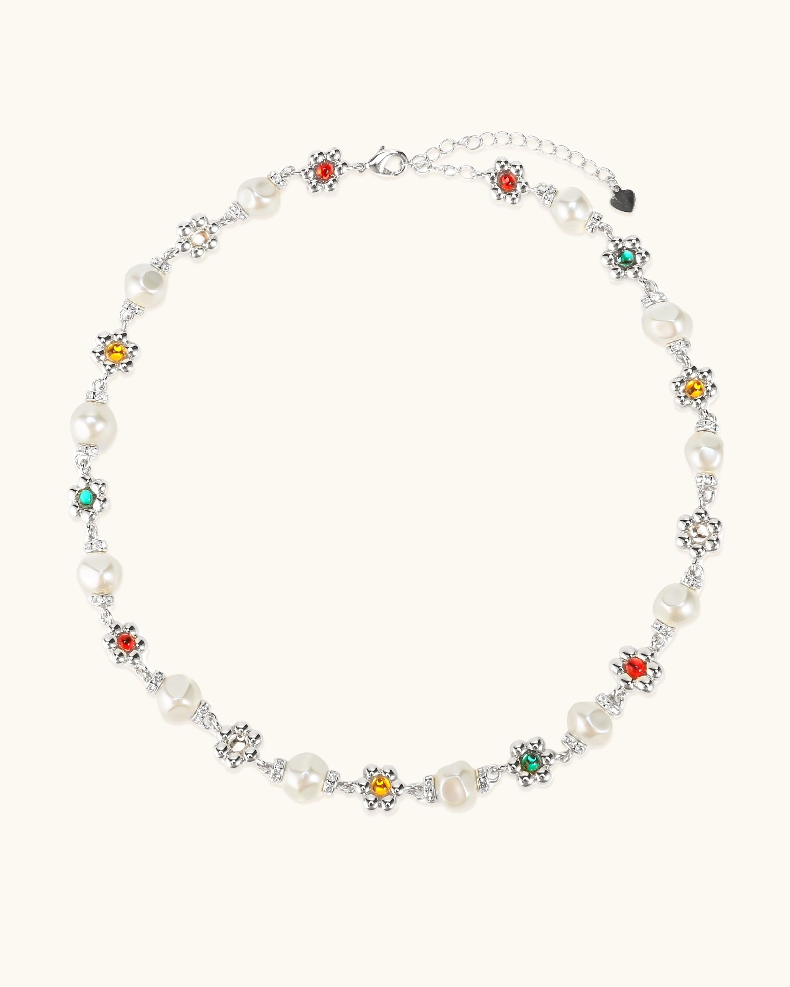 Floral Faceted Pearl Necklace