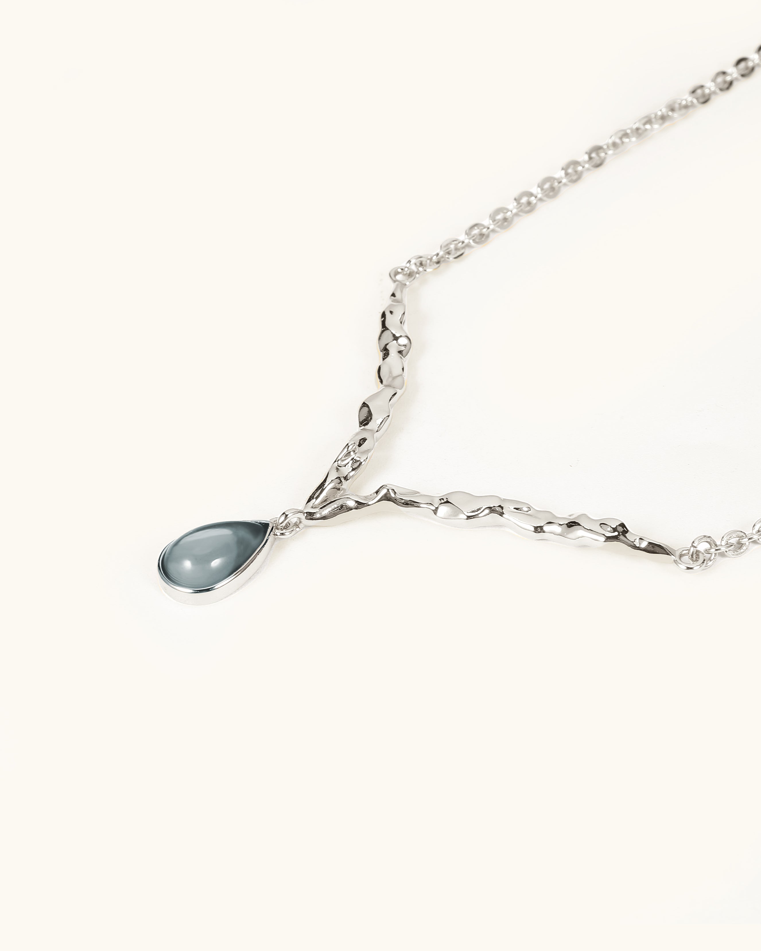 Lava Teardrop Necklace In Silver