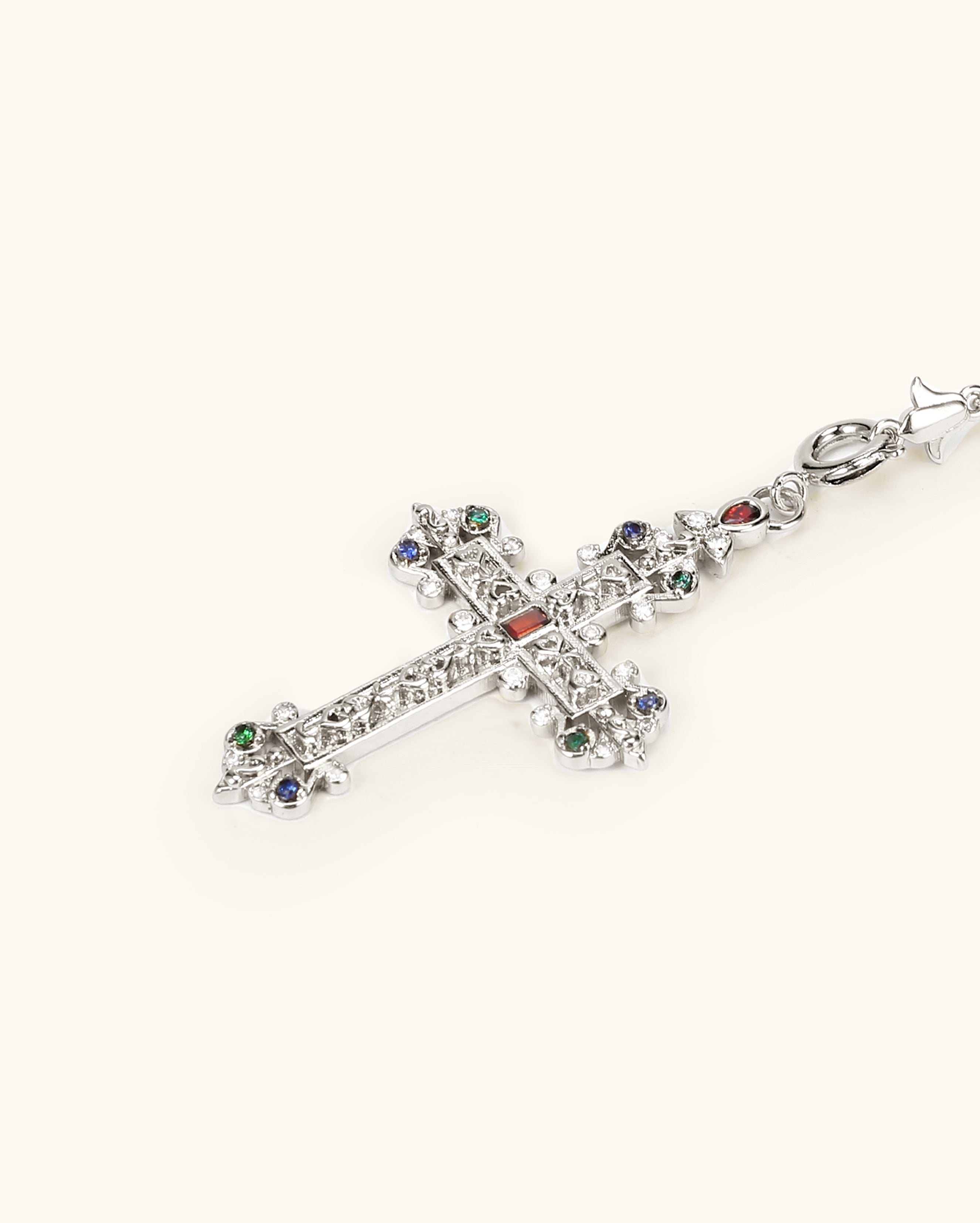 Molecule Chain Cross Necklace In Silver