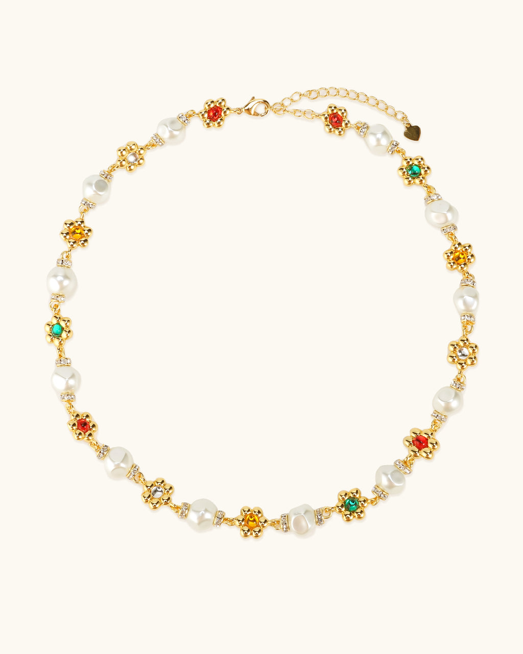 Floral Faceted Pearl Necklace In Silver