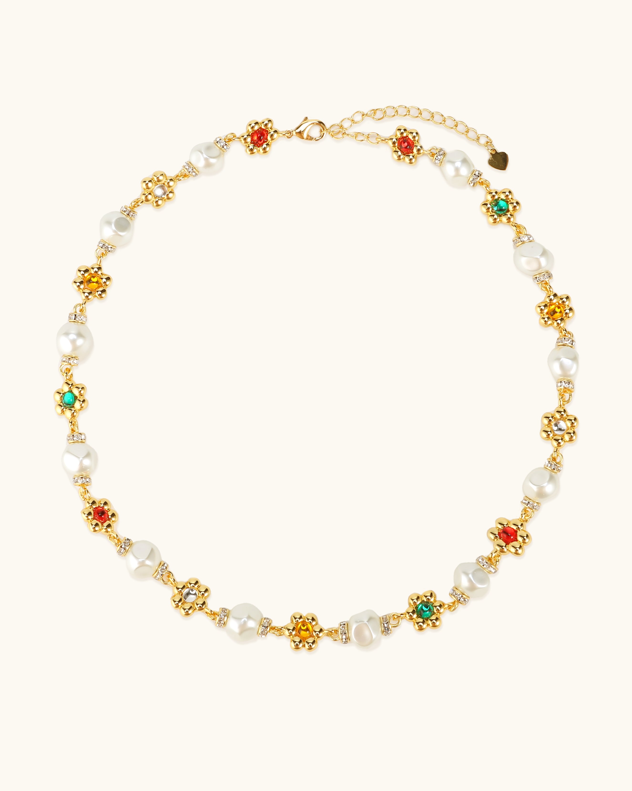 Floral Faceted Pearl Necklace