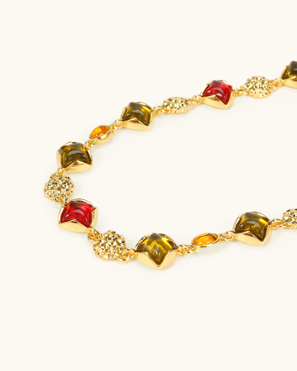 Multicolored Sugar Loaf Cut Necklace