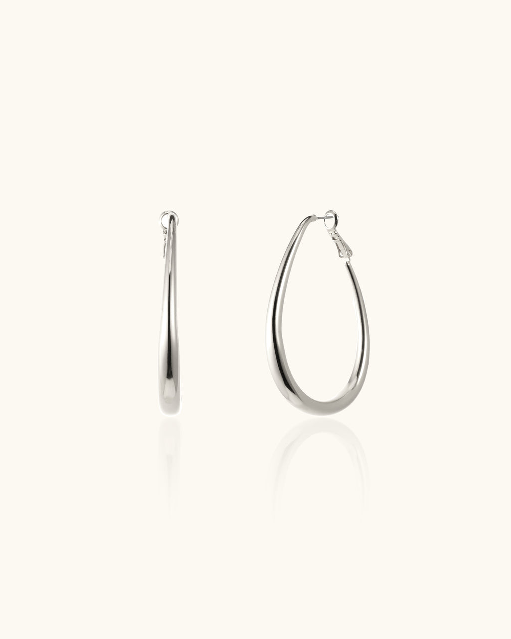 Oval Hoop Earrings In Silver