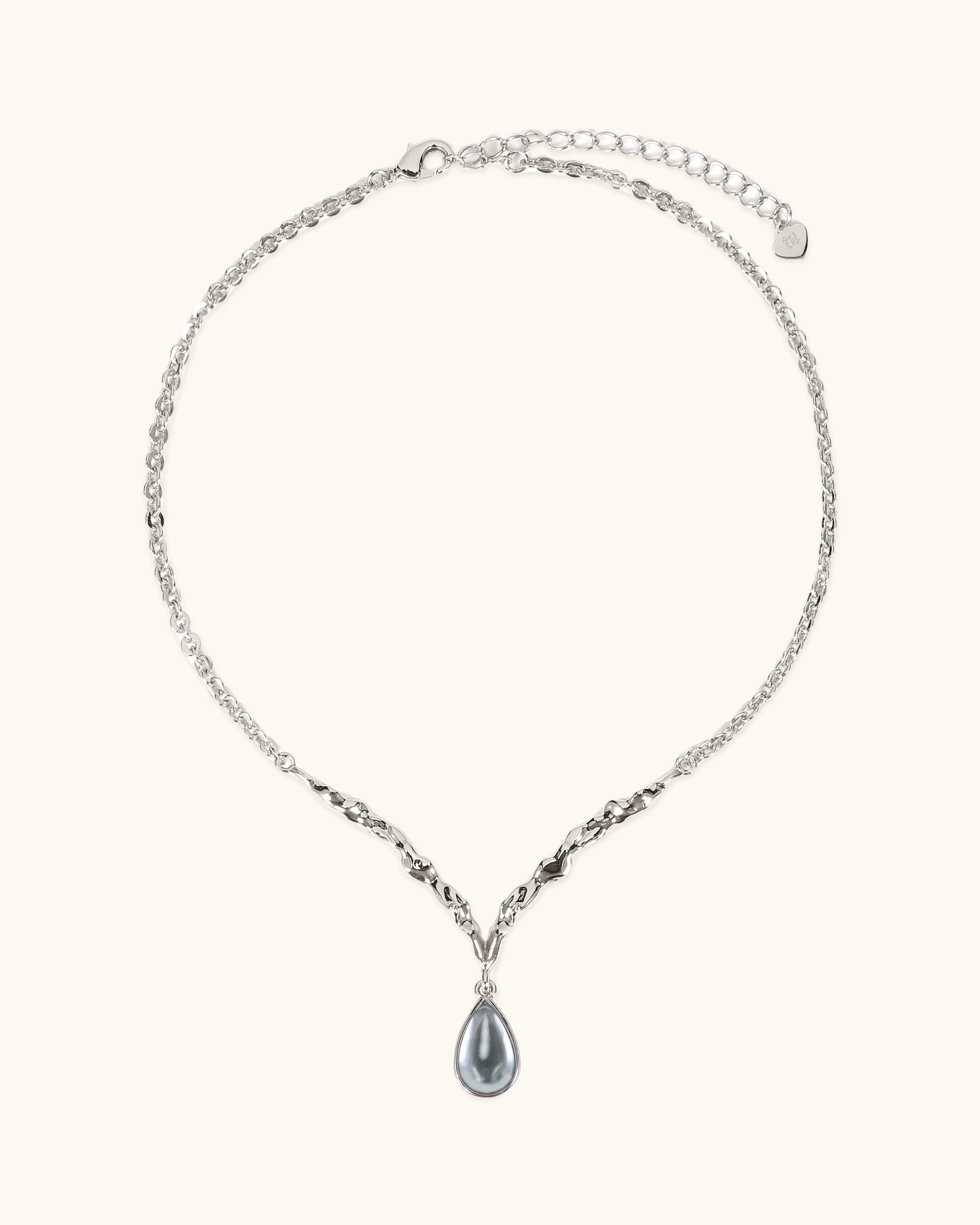 Lava Teardrop Necklace In Silver