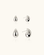 Medium Teardrop Stud Earrings In Silver