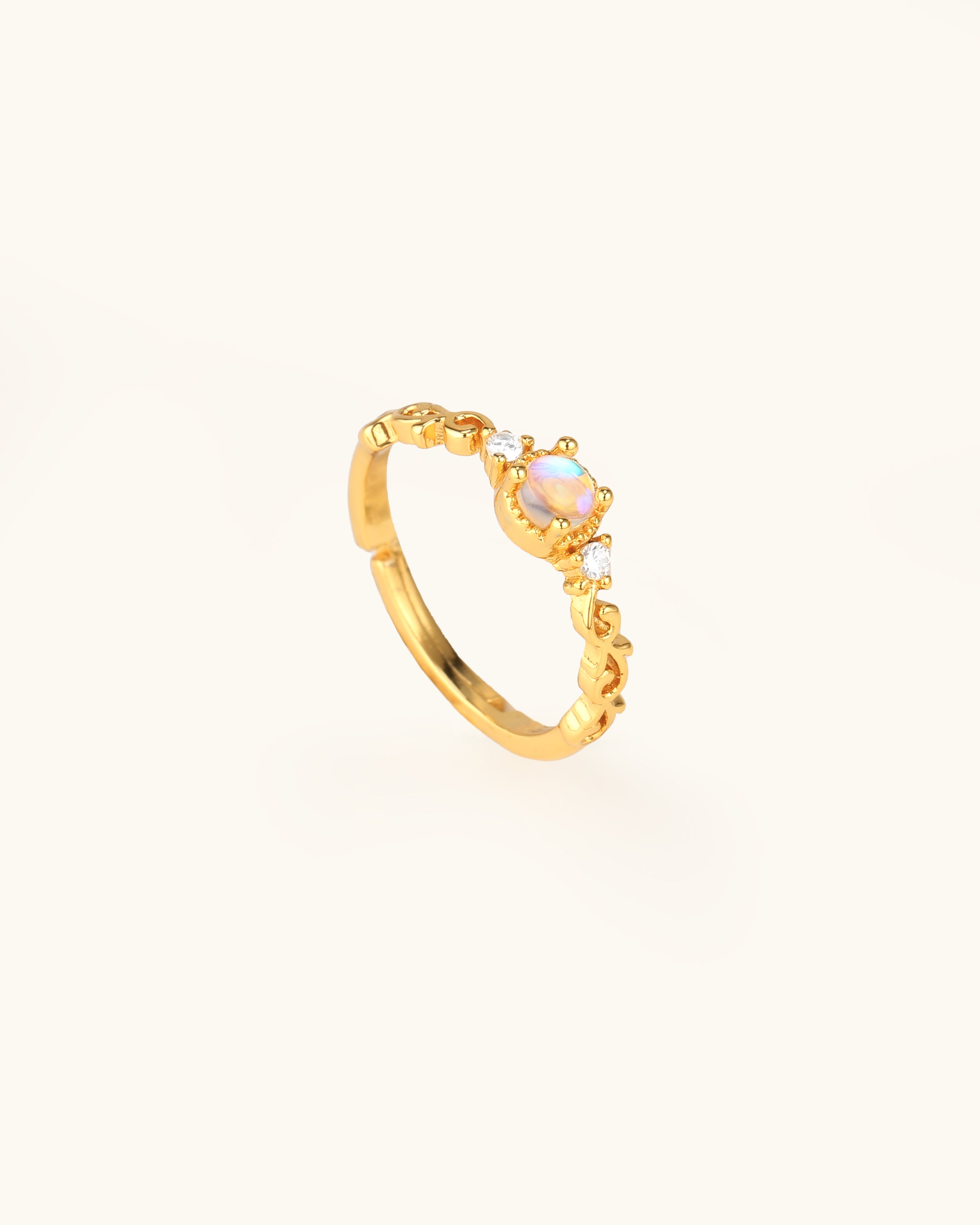 Vine Pattern Iridescent Slim Ring