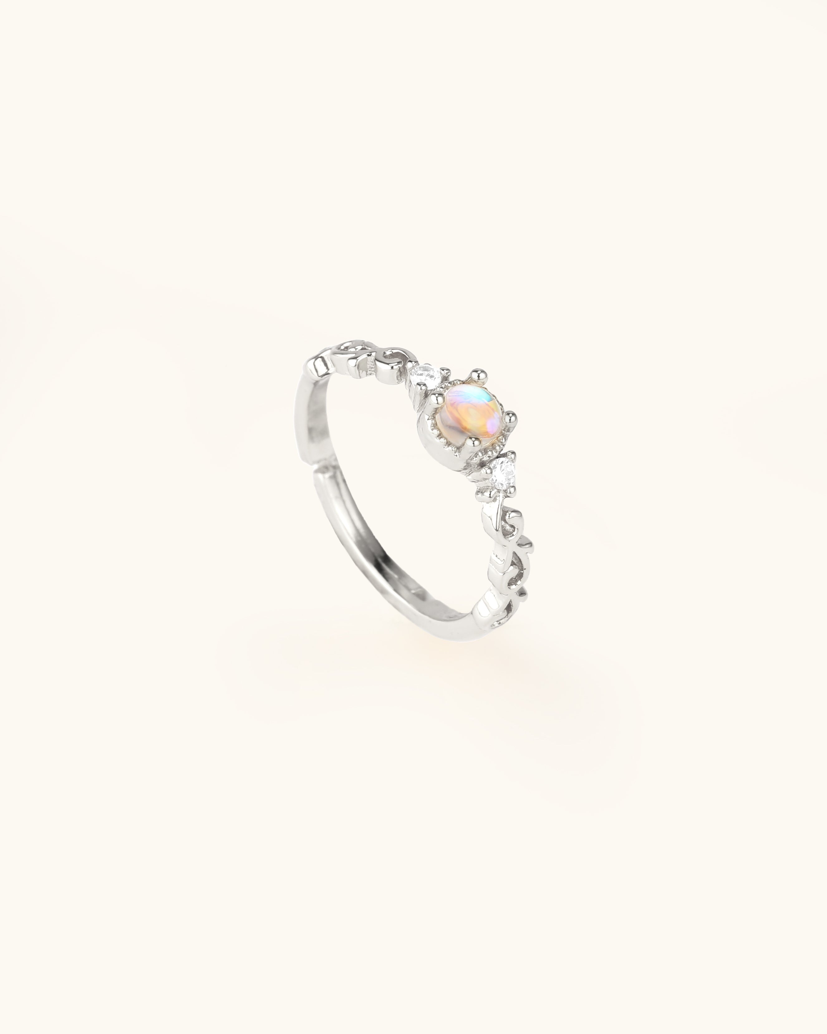 Vine Pattern Iridescent Slim Ring