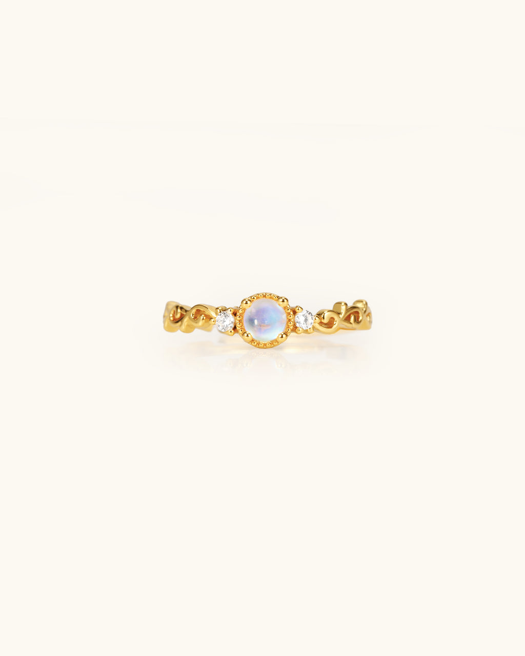 Vine Pattern Iridescent Slim Ring In Silver