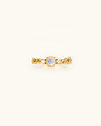 Vine Pattern Iridescent Slim Ring In Silver