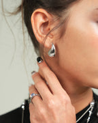 Small Teardrop Stud Earrings In Silver