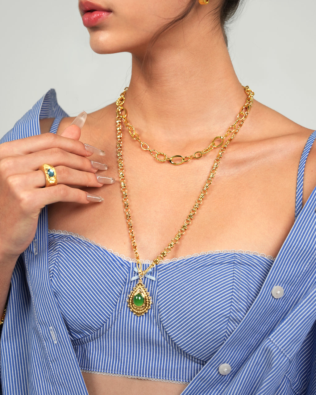 Vintage Green Natural Stone Necklace