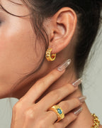 Textured Huggie Earrings In Silver