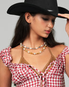 Floral Faceted Pearl Necklace In Silver