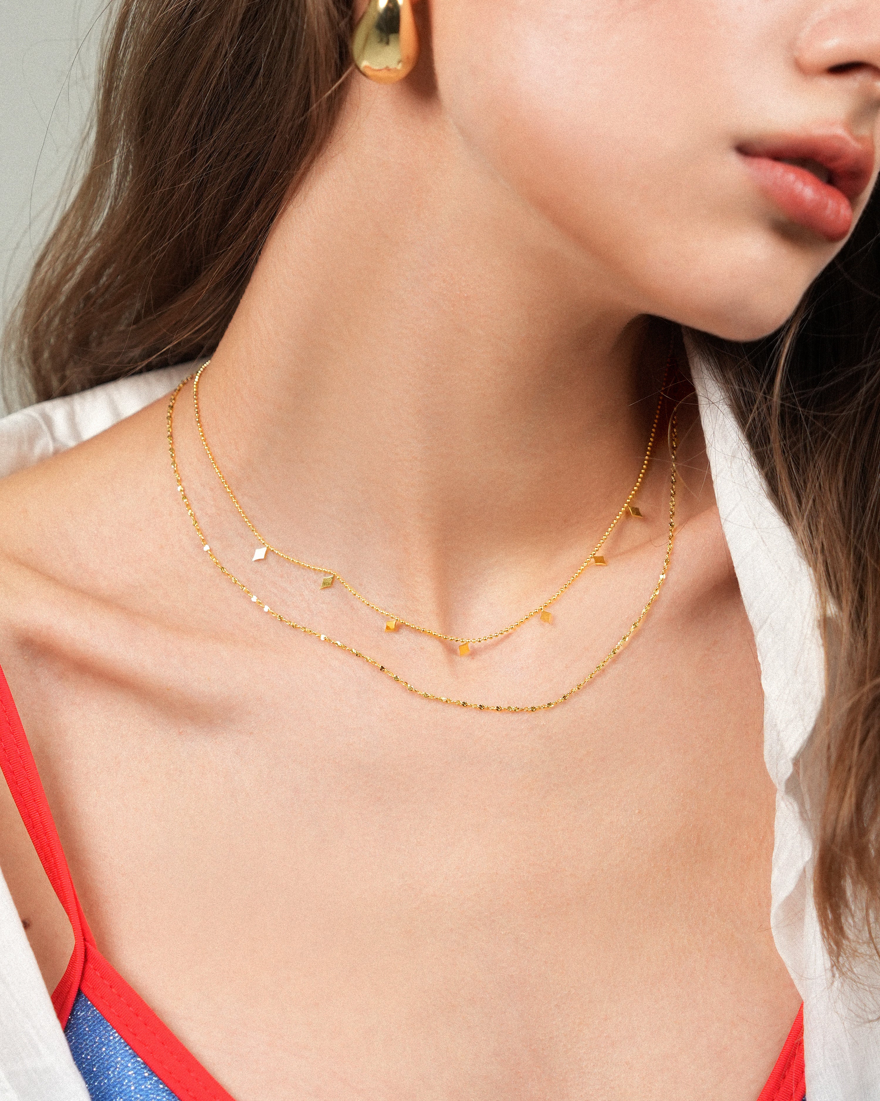 Layered Geometric Square Necklace In Silver