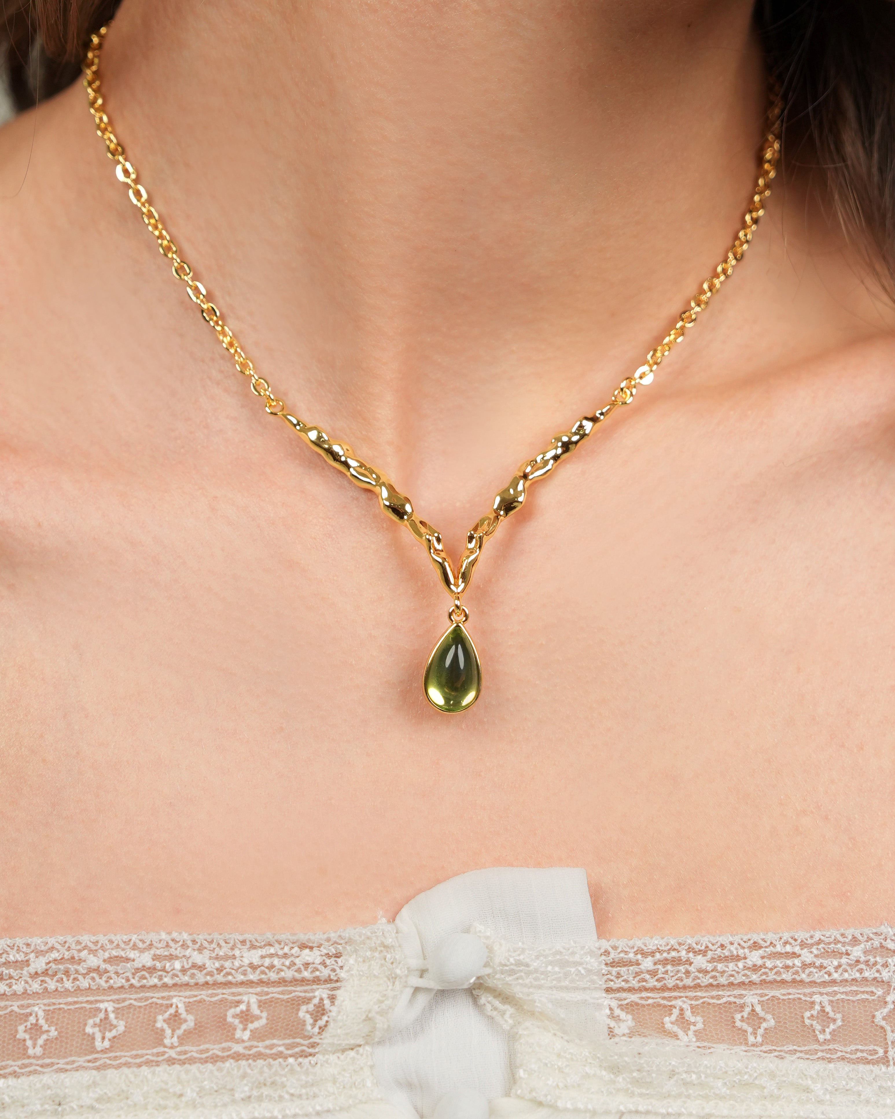 Lava Teardrop Necklace In Silver