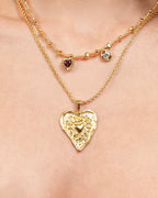 Carved Texture Heart Necklace