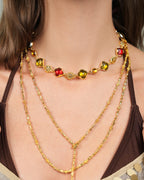 Multicolored Sugar Loaf Cut Necklace In Silver