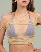 Beaded Body Chain In Silver