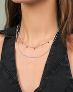 Layered Geometric Square Necklace In Silver