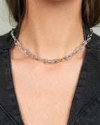 Floral Claw Necklace In Silver