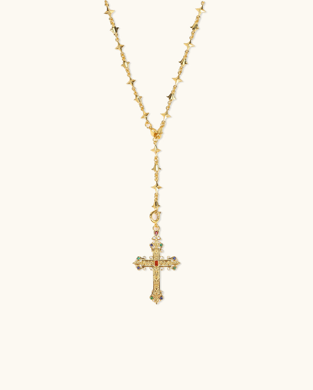 Molecule Chain Cross Necklace In Silver