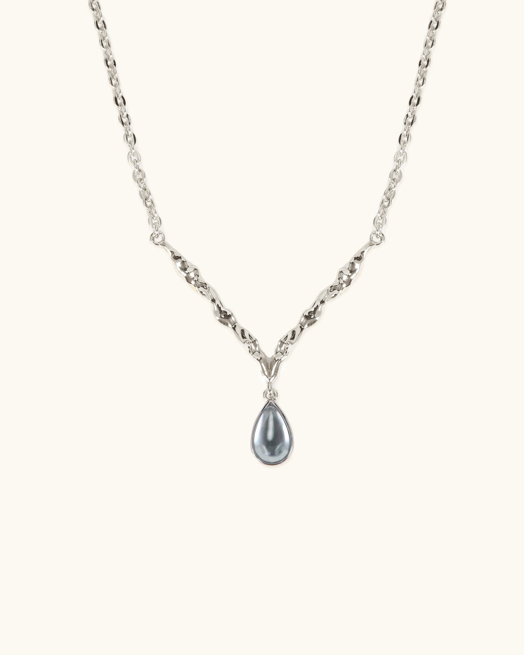 Lava Teardrop Necklace In Silver