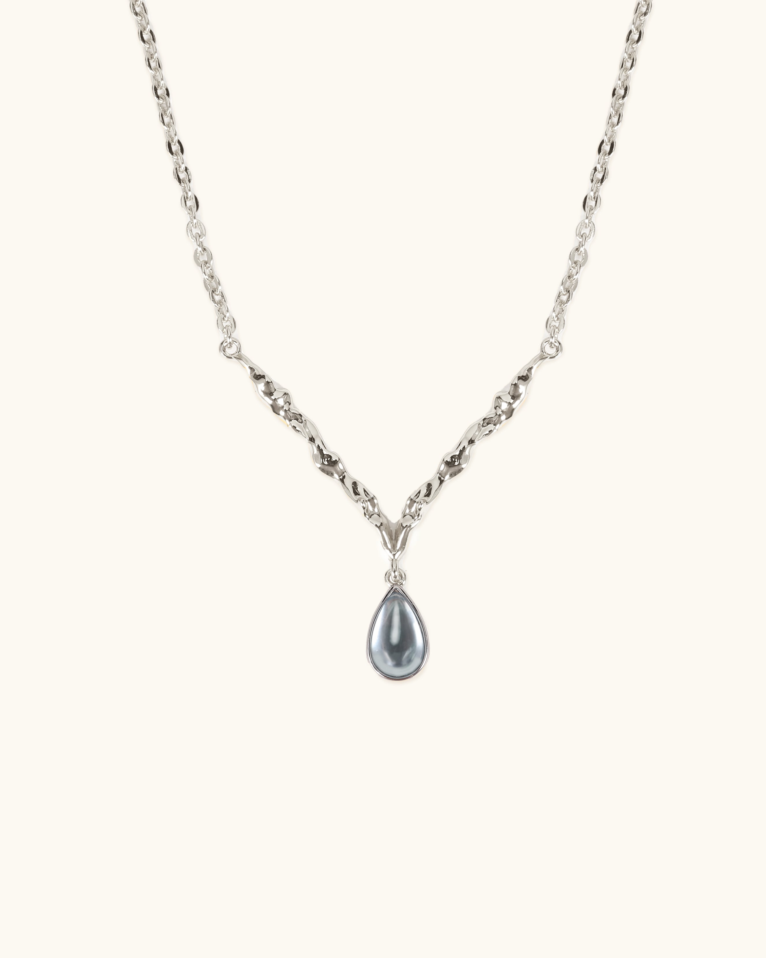 Lava Teardrop Necklace In Silver