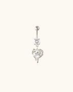 Chain Heart Belly Ring In Silver