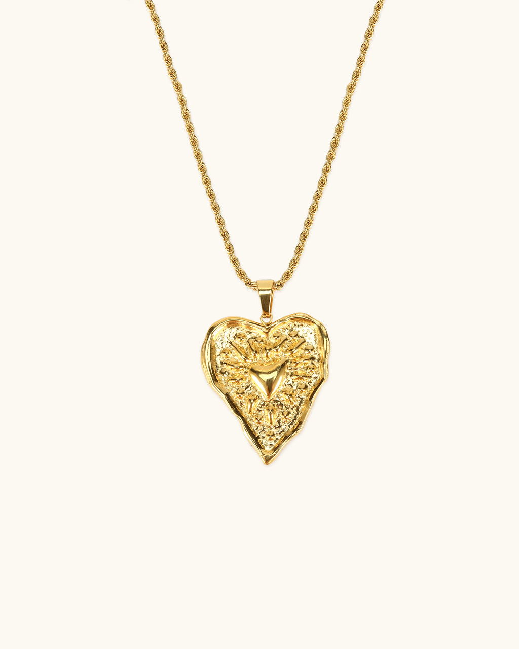 Carved Texture Heart Necklace