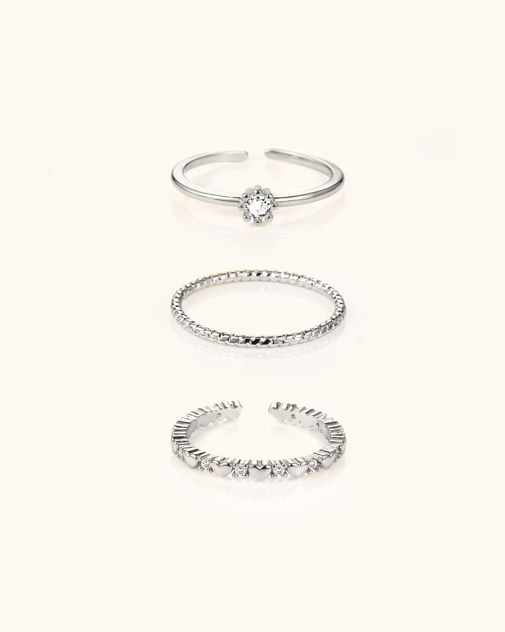 Heart Stackable Delicate Ring In Silver